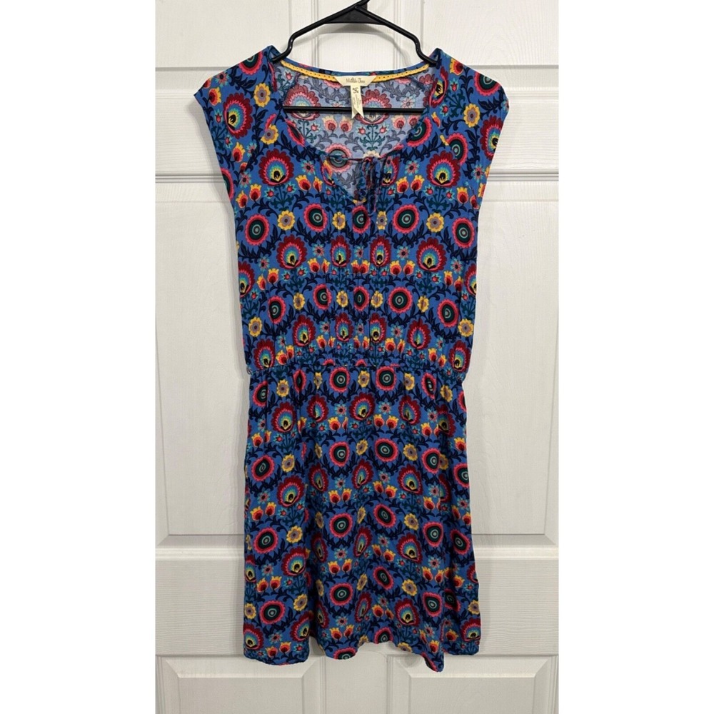 Matilda Jane Women's Size M Blue Floralâ Splendid Pintuck Dress - Missing Belt